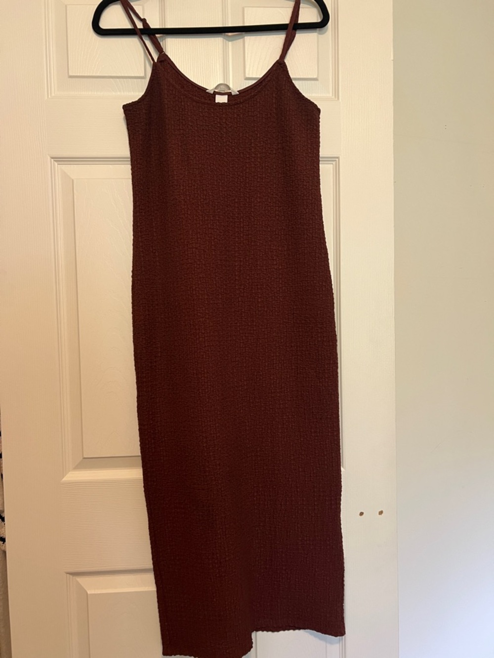 Zara Textured Slip Midi Dress in Burgundy
